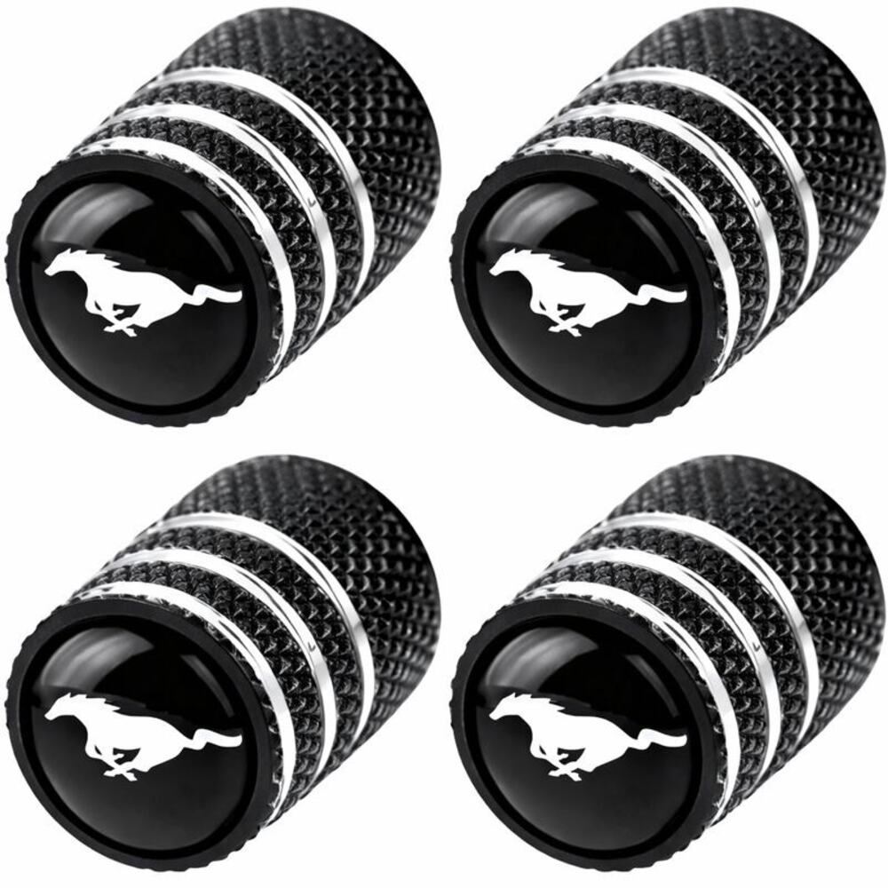 Ford Mustang Tire Valve Stem Caps Black Aluminum  Wheel Air caps 4PCS